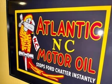 Atlantic Parrot Motor Oil Gas Service Station Garage Mechanic Advertising Sign