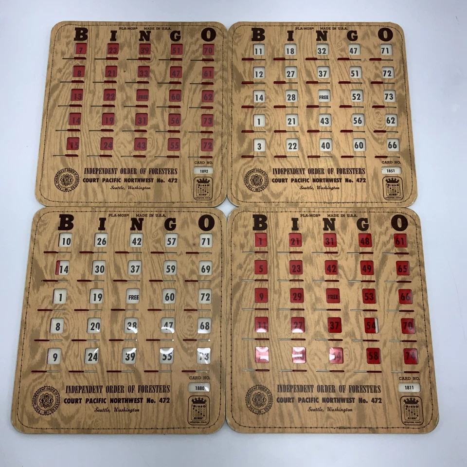 Vintage Pla-Mor Bingo Slide Cards Lot Stitched Edges  Advertising Foresters - Image 2 of 3