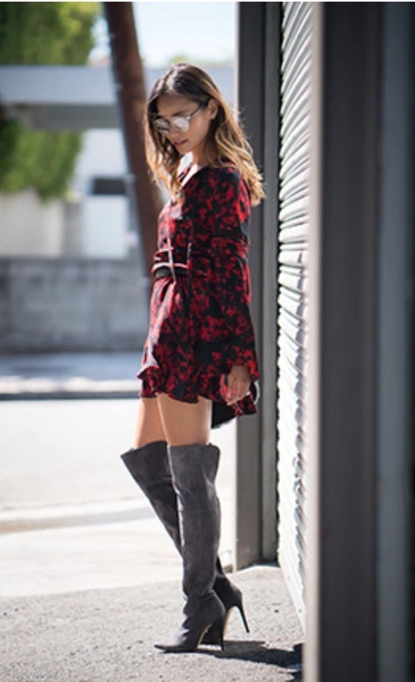 Botas de gamuza M. Gemi Altezza Jamie Chung hasta la rodilla hasta el muslo gris aguja talla 39 Foto 4 de 4