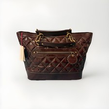 BORBONESE BORSA A MANO PELLE VERNICE MARRONE