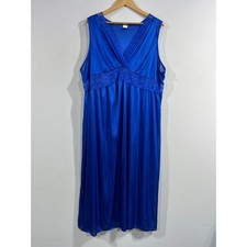 Women Fairy Grunge Y2K Babydoll Blue Lace Trim Slip Dress Maxi XXL Whimsigoth
