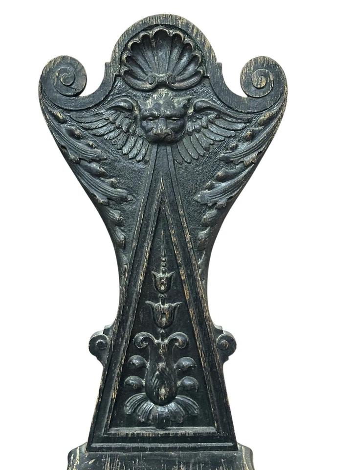 Antigua silla Sgabello de madera tallada a mano renacentista italiana del siglo XVIII/XIX Foto 2 de 4