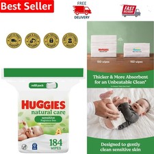 184 Count Huggies Natural Care Baby Wipes - Hypoallergenic, Plant-Based Safe