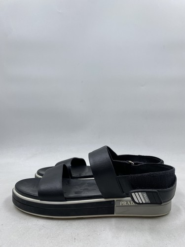 Prada Black Leather Strappy Sandals W 9 - Picture 3 of 11