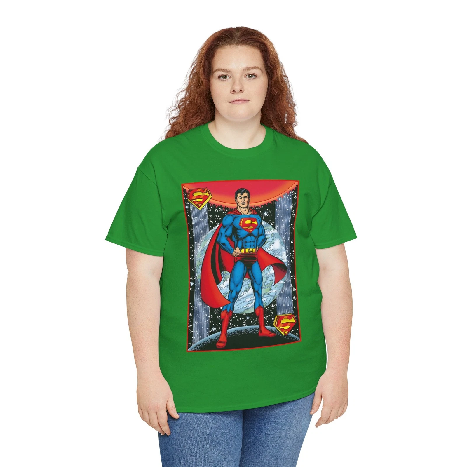 Superman T-Shirt - George Perez Justice League Postcard Art - DC Comics - 1980s