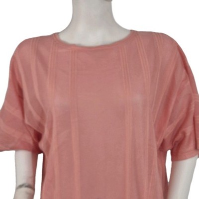 Ming Wang Women's Size XL Dolman Sleeve Knit Tunic Orange Burst Tonal Stripes 36