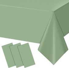 3Pack Sage Green Plastic Tablecloths Rectangle Tables Light Green Disposable