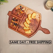 Handmade Acacia Wood Platter with Handle for snacks, gift, Tray, Serving