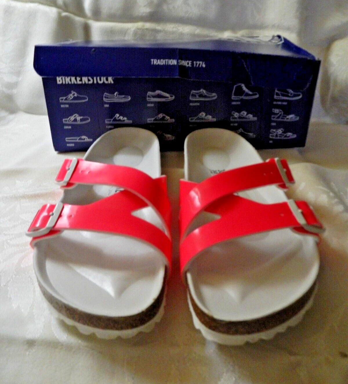 NEW BALANCE Sandali donna Birkenstock Yao Balance rosa fluo taglia 7 stretti nuovi con scatola