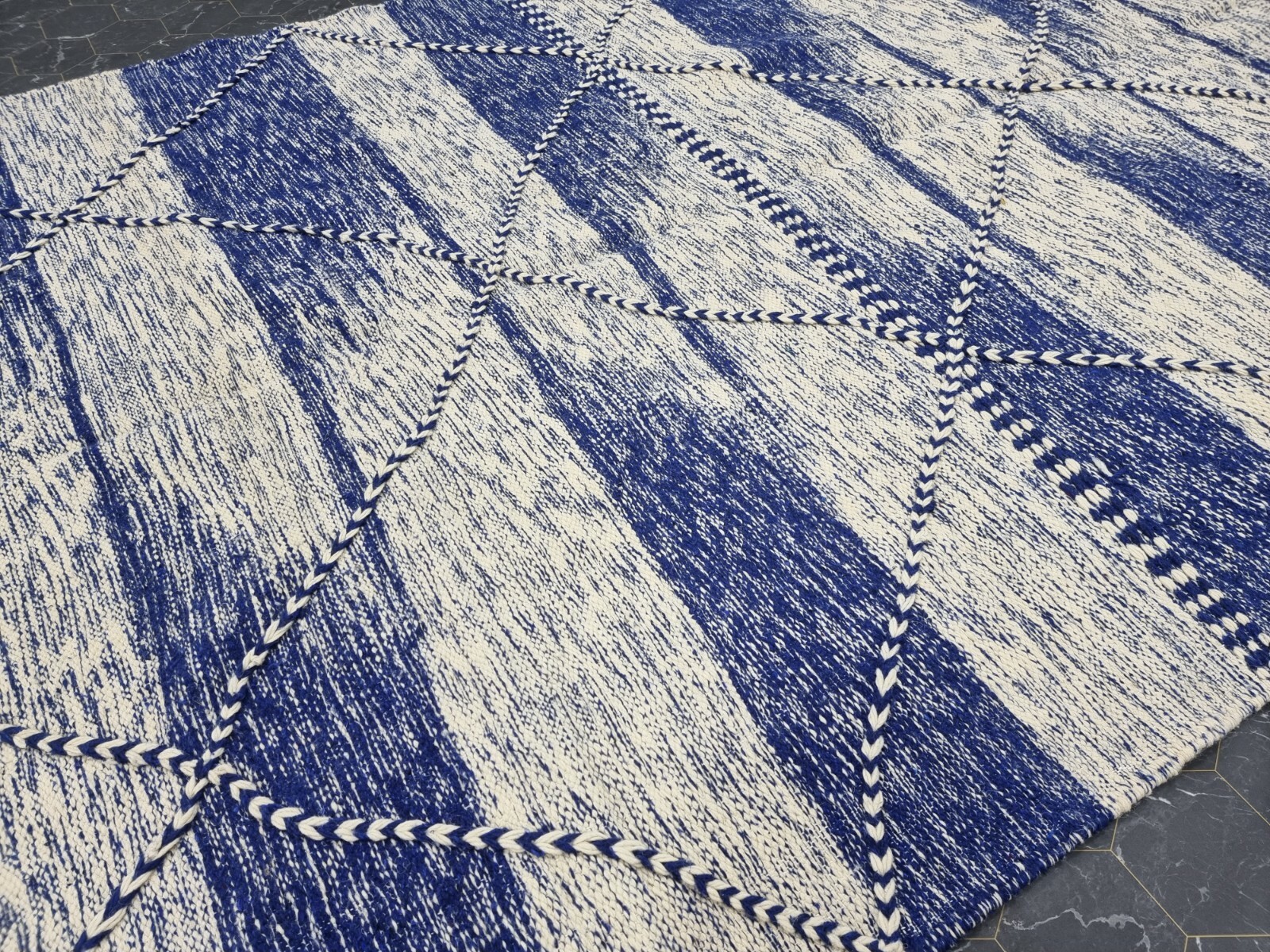 Moroccan Handmade Kilim Zanafi Rug 6'2"x10'3" Berber Geometric Dark