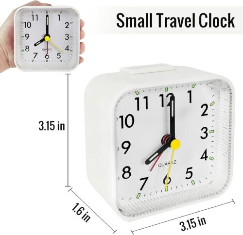Reloj despertador de viaje - analógico silencioso, funciona con pilas, sin tictac, con luz - Imagen 13 de 19