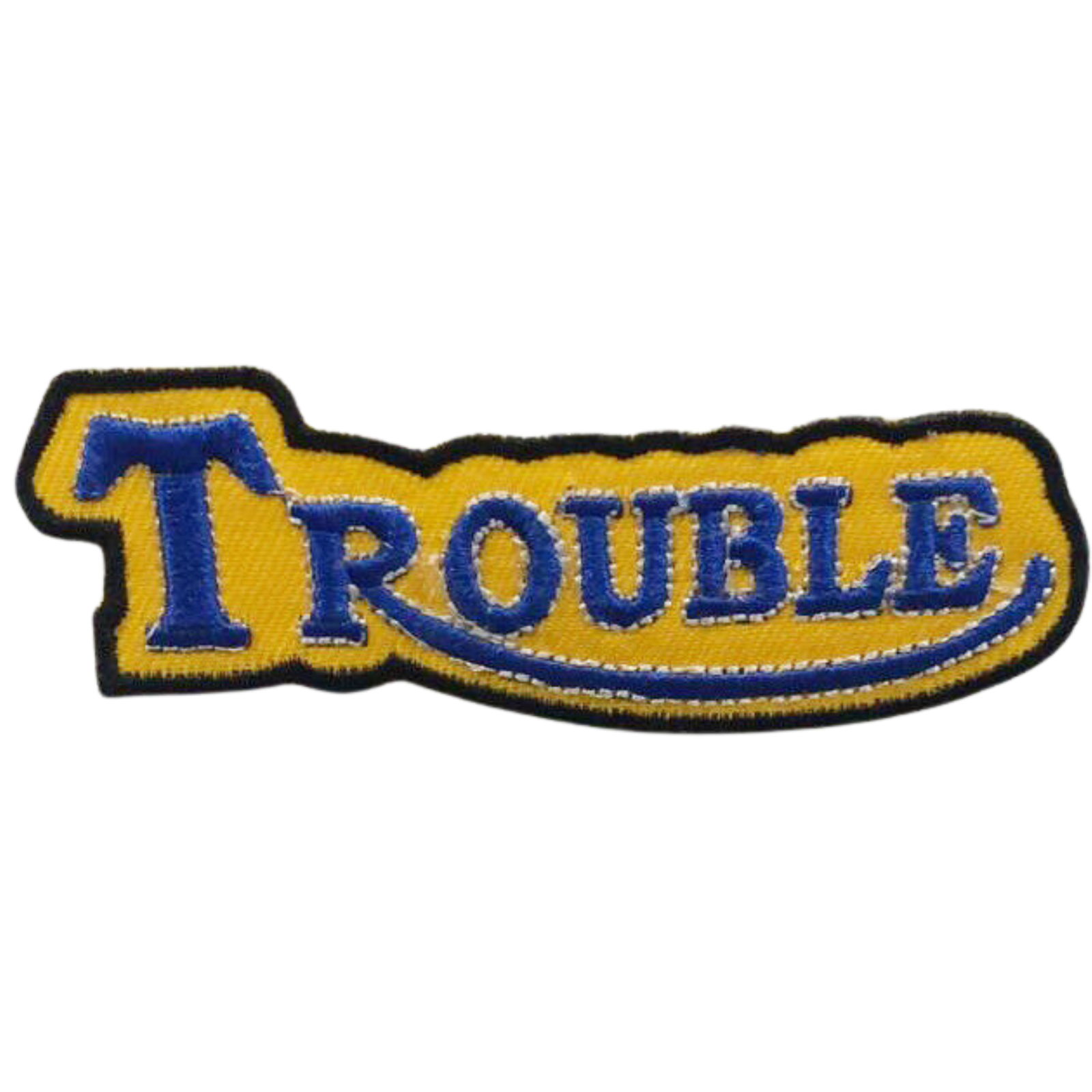 Trouble Art Embroidered Yellow Iron On Sew On Badge Patch Appliqué