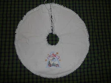 SNOWMAN & ANGEL, Saltbox,Stars Embroidered Mini Tree Skirt,18",Christmas,Country