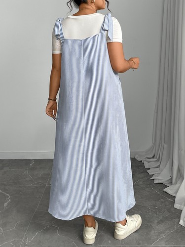 Womens Overalls Pleated Dress Summer Strappy Pocket Baggy Maxi Dresses Plus Size - Picture 28 of 28