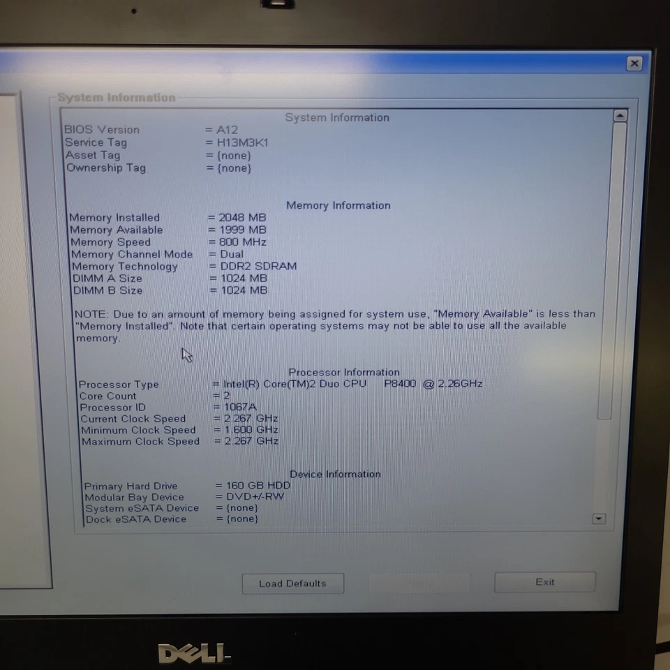 Laptop Dell Latitude E6500 P8400 2.26GHz 160GB HDD SIN SISTEMA OPERATIVO COMO SE LEE 15.3" Wi-Fi Foto 4 de 4