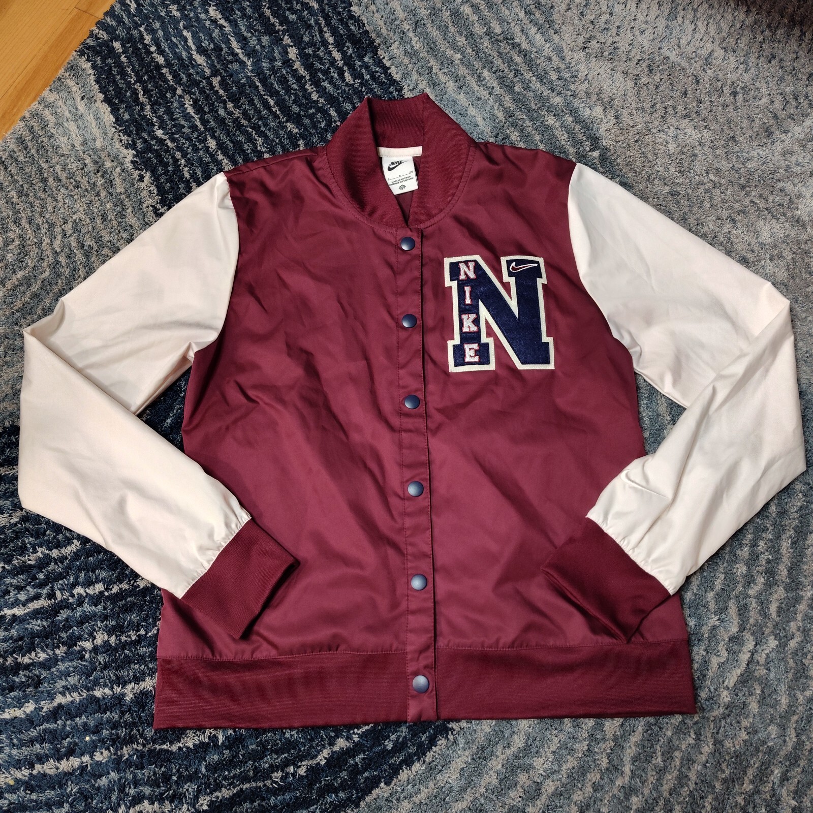 SACAI X NIKE Giacca Nike donna marrone e bianca manica lunga barbabietola Midnight Varsity taglia S