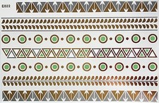 Flash Temporary Adhesive Tattoo Gold Green Silver 7 Pieces Bracelet Body E22GGS
