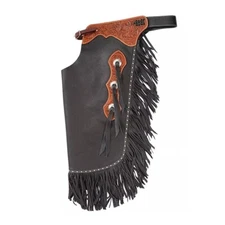 Custom Western Equine Show Riding Leather Chinks Tooled Yoke for Men Women Kids