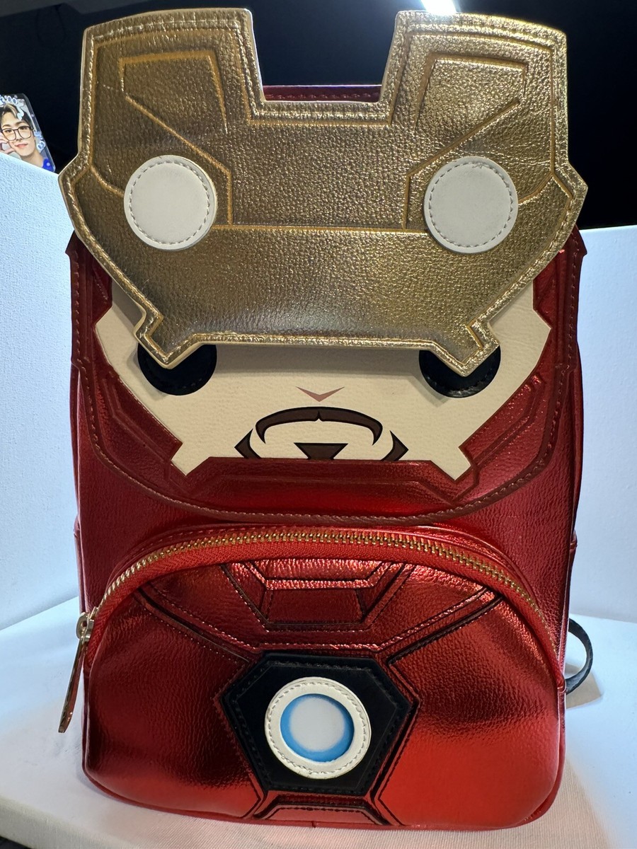 RARE Loungefly Marvel Funko Pop Mini Backpack Avengers AOP Iron Man Spider Man Loungefly Marvel Iron Man Light Up Cosplay Funko Pop Mini  main image 2