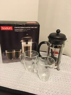 BODUM Caffettiera Coffee for 2 Set - French Press 2 Clear Mugs