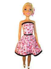 Handmade By Me Dress and Bow, Made to Fit Barbie Best Fashion Friend 28" doll.