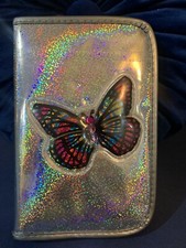Vintage Lisa Frank Silver Holographic Butterfly Mini Planner Binder Rare