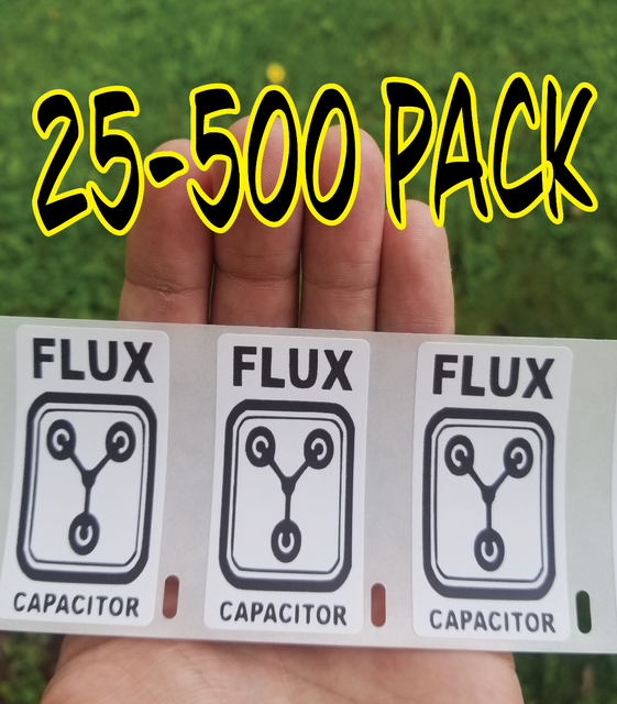 FLUX CAPACITOR 251000 Pack warning Label decal gag joke sticker hard