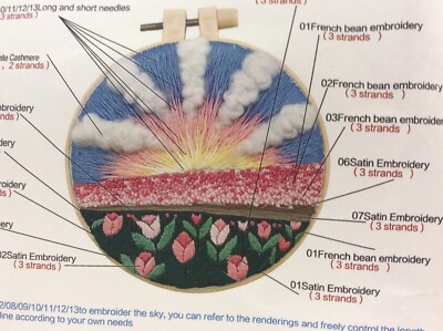 1 Complete Embroidery Kit  Cloudy Flower 