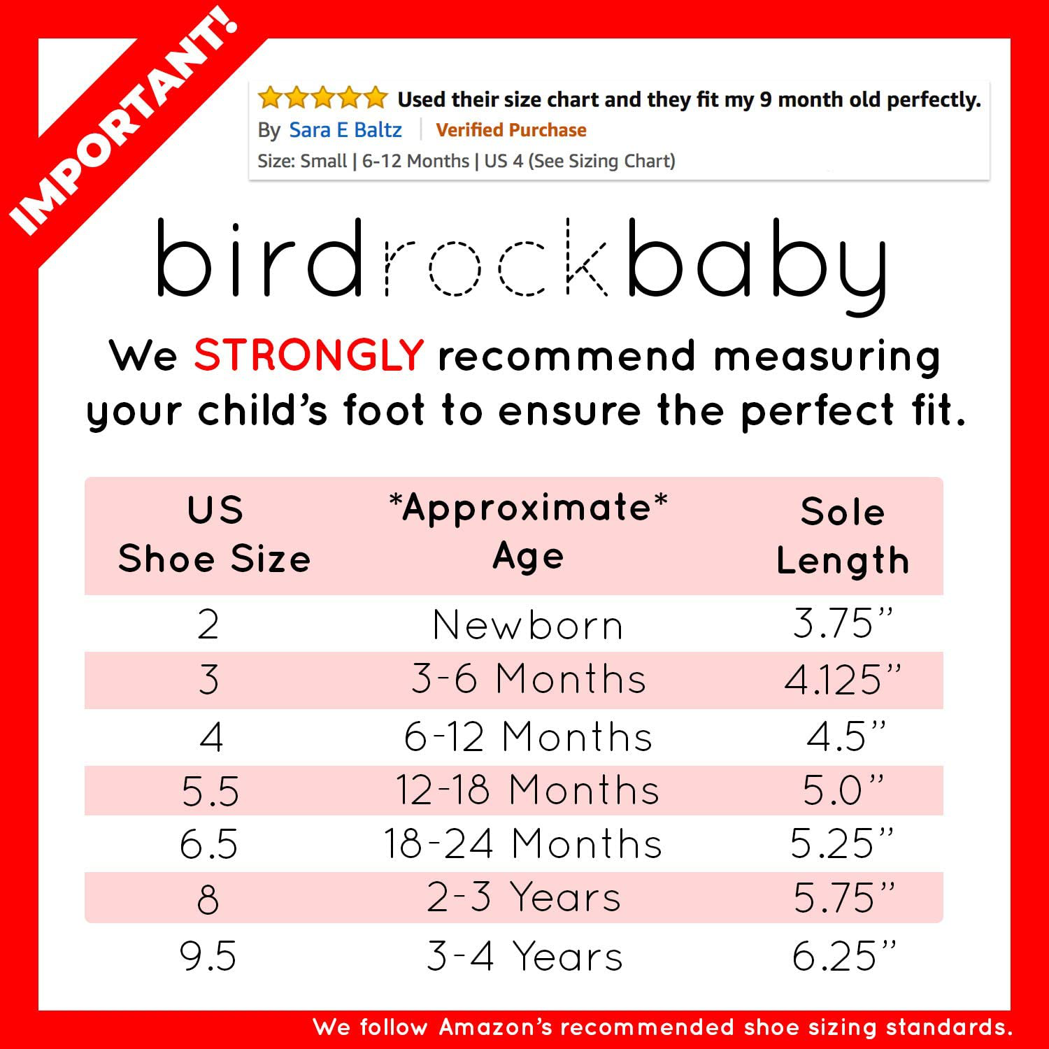 6 month old shoe size us