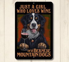 Funny Bernese Mountain Dog Sign berner metal art wine bar sign tin plaque 