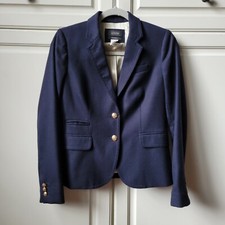 J.Crew Women's Navy Blue Schoolboy Wool Blazer Jacket Size 0