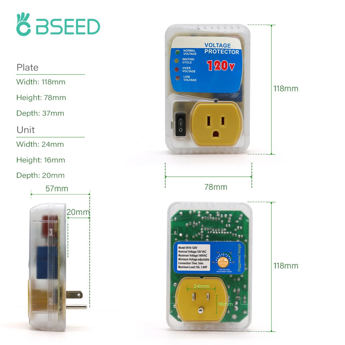 Multipresa Protezione Sovratensione MVAVA Nuovo Protettore Di Tensione Di Ca Frigorifero Di Sovratensione Da 1440 Watt Apparecchio Elettronico Di Tensione E Protezione Da Sovratensione Upower Red - Foto 4