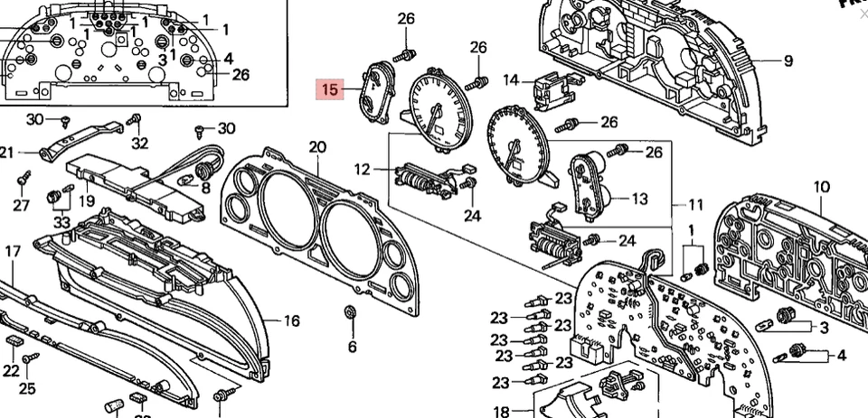 Genuine Acura NSX NA1 Meter Assembly, 78150-SL0-003 Temperature & Oil Pressure - Image 4 of 4