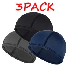 3PCS Sweat Wicking Cooling Skull Cap Helmet Liner Sport Beanie durag Hat for Men