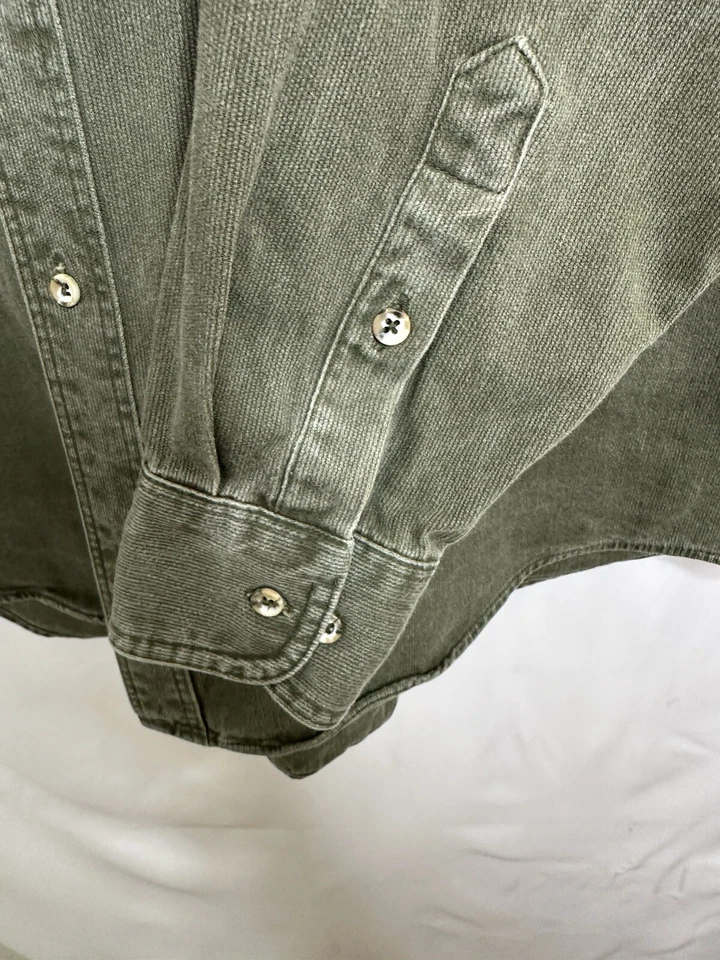 Camisa de hombre Crystal Springs verde manga larga muy gruesa con botones talla grande Foto 4 de 4