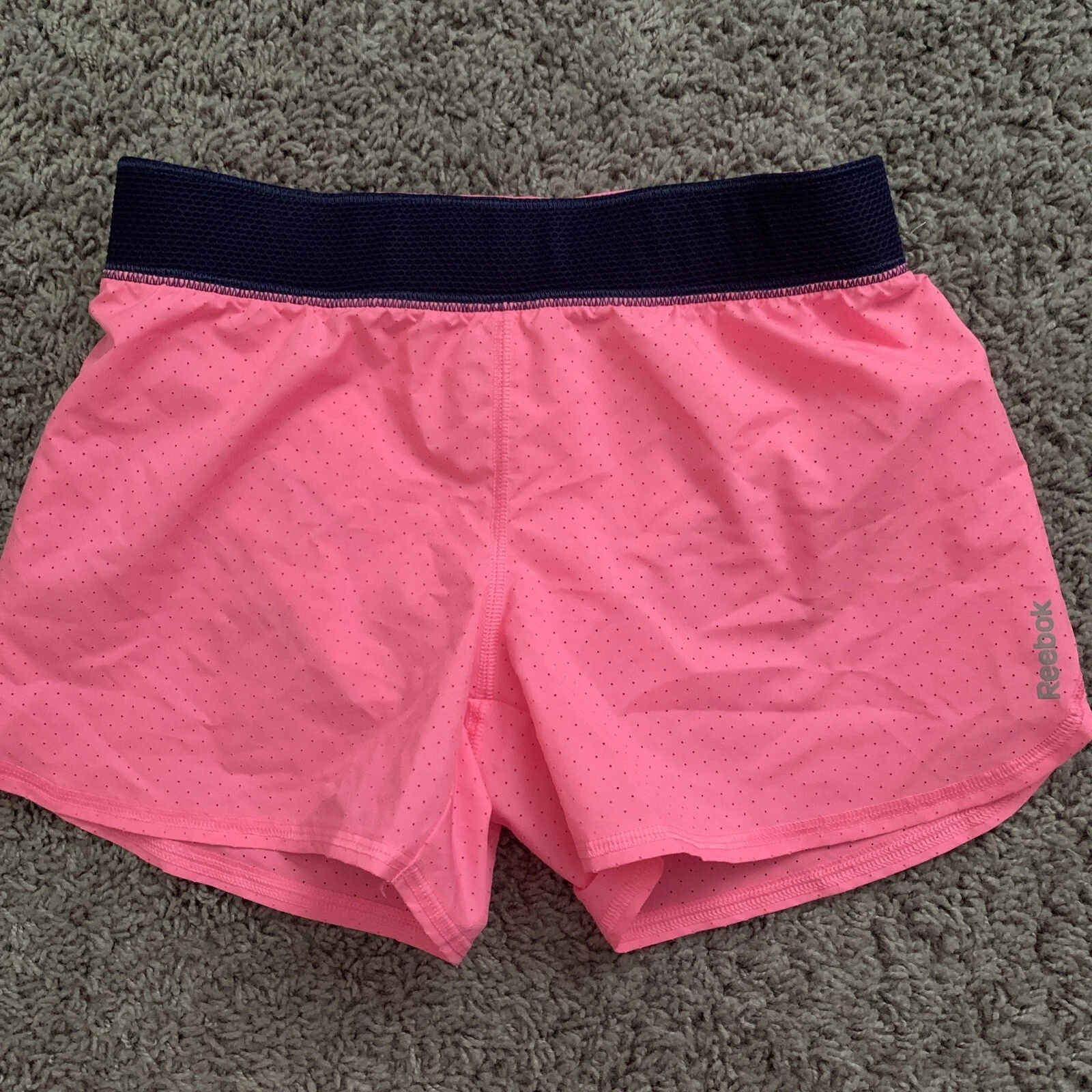 Pantaloncini corti bambina Reebok running vita elastica rosa e blu taglia small 8 10 A 03