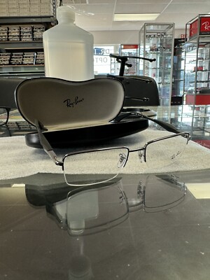 Ray Ban RB 6285 2502 Eyeglasses Frame Gunmetal Half Rim Black Optical  53-18-140