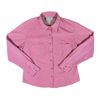 Columbia GRT robustes Trekking rosa kariertes Langarmshirt Damen Small Medium