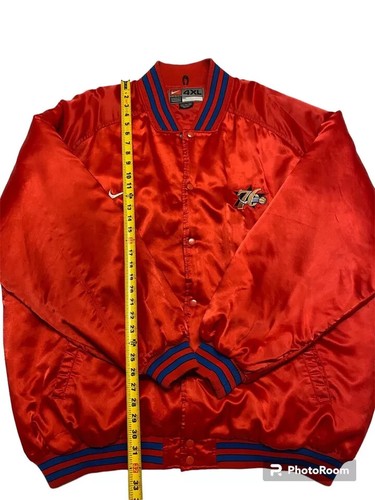 Veste snap vintage homme Nike Philadelphia 76ers NBA SIXERS satin taille 4XL rouge - Photo 3/15