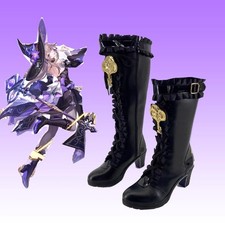 Honkai:Star Rail Herta Cosplay Long Boots PU Black High Heels Zipper Shoes New
