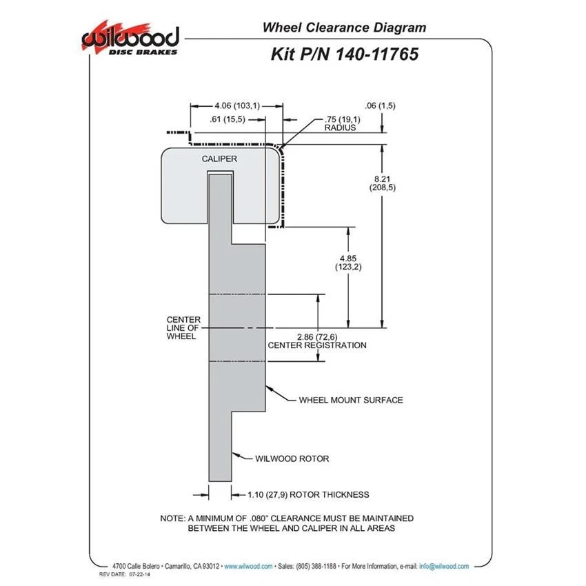 Wilwood 140-11765-D AERO4 14.25 Inch Rear Disc Brake Kit, 05-Up Fits Mopar Foto 4 de 4