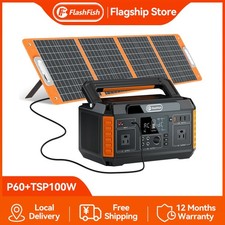 Flashfish P60 520Wh Portable Power Station Solar Generator  Solar Panel 100W US