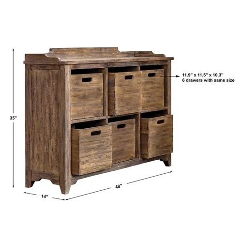 Uttermost Ardusin 6-Cubby Wood Hobby Cupboard in Driftwood and Gray Wash - Picture 9 of 9