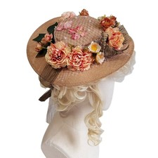 Flower Decor Women for Sun Hat Tea Party Flat Hat Outdoor Beach Summer Ca