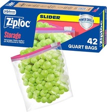 Ziploc Quart Food Storage Slider Bags, Power Shield Technology for More Durabili