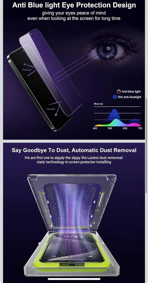 Protectores de pantalla de privacidad de vidrio templado WSKEN para iPhone 15 Pro, paquete de 2 Foto 2 de 3