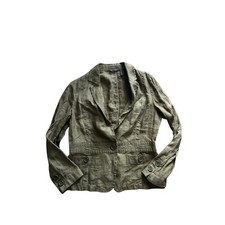 Liz Claiborne Olive Green Linen Blazer Jacket Pockets Size 12