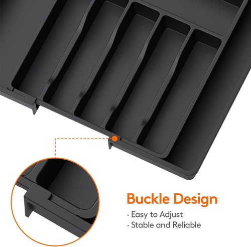 Lifewit Silberbesteck Schublade Organizer, Erweiterbar Utensilien Tablett für Schwarz - Bild 7 von 10