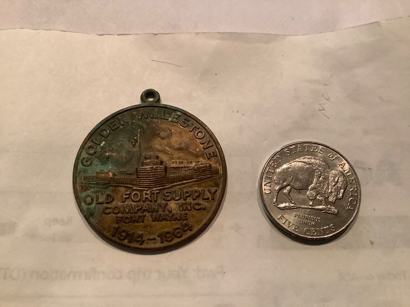Fort Wayne, Indiana medal 1964, Old Fort Supply, Historic old fort depicted