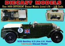VINTAGE BENTLEY 4.5 LITRE LE MANS; RACING GREEN UK MADE 1:55 SCALE DIECAST MODEL